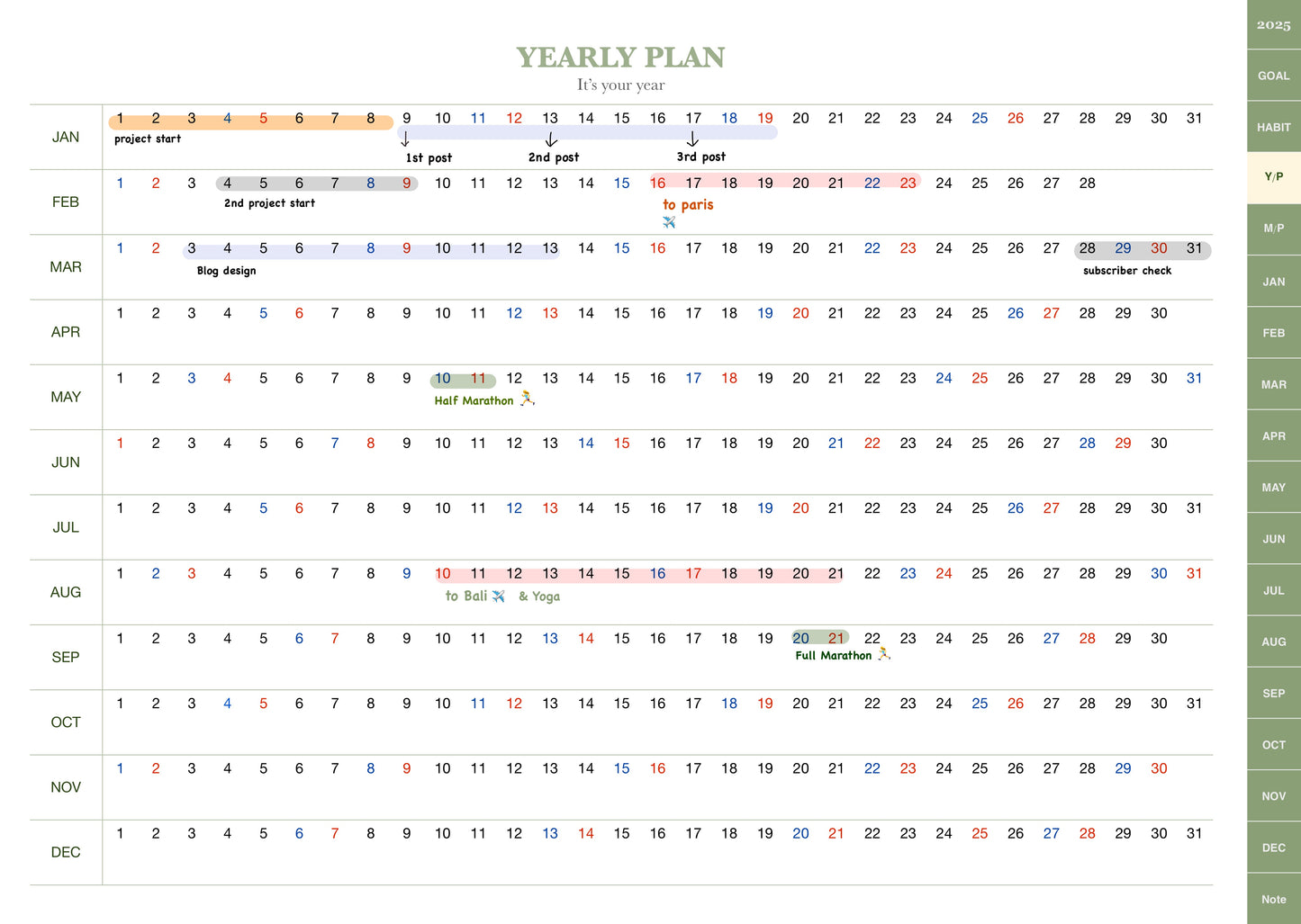 Simple 2025 Digital Planner (1 year)- Fill your 2025 with your story